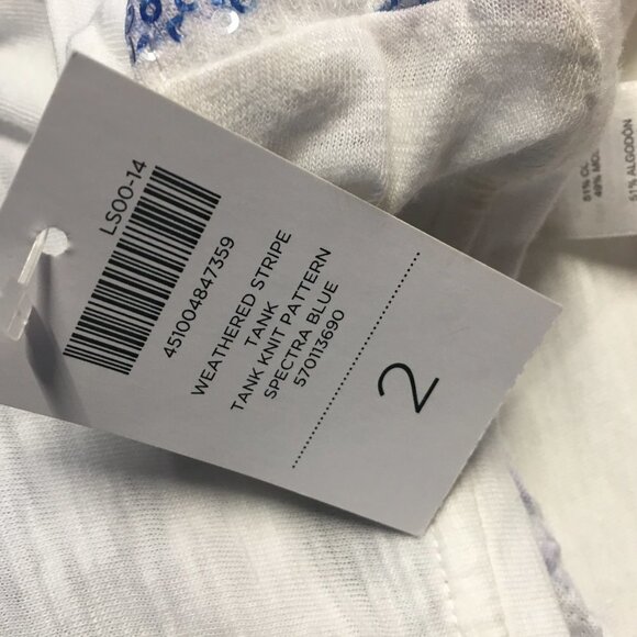 NWT Chico's Weathered Stripe Blue and White Sequined Tank Top Size 2 - Picture 11 of 11